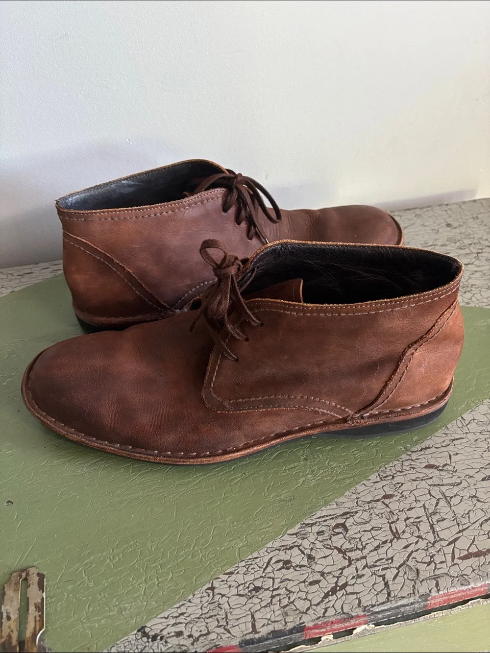 John Varvatos USA Hipster Chukka Boots Men’s Chestnut Brown Leather Size 10.5